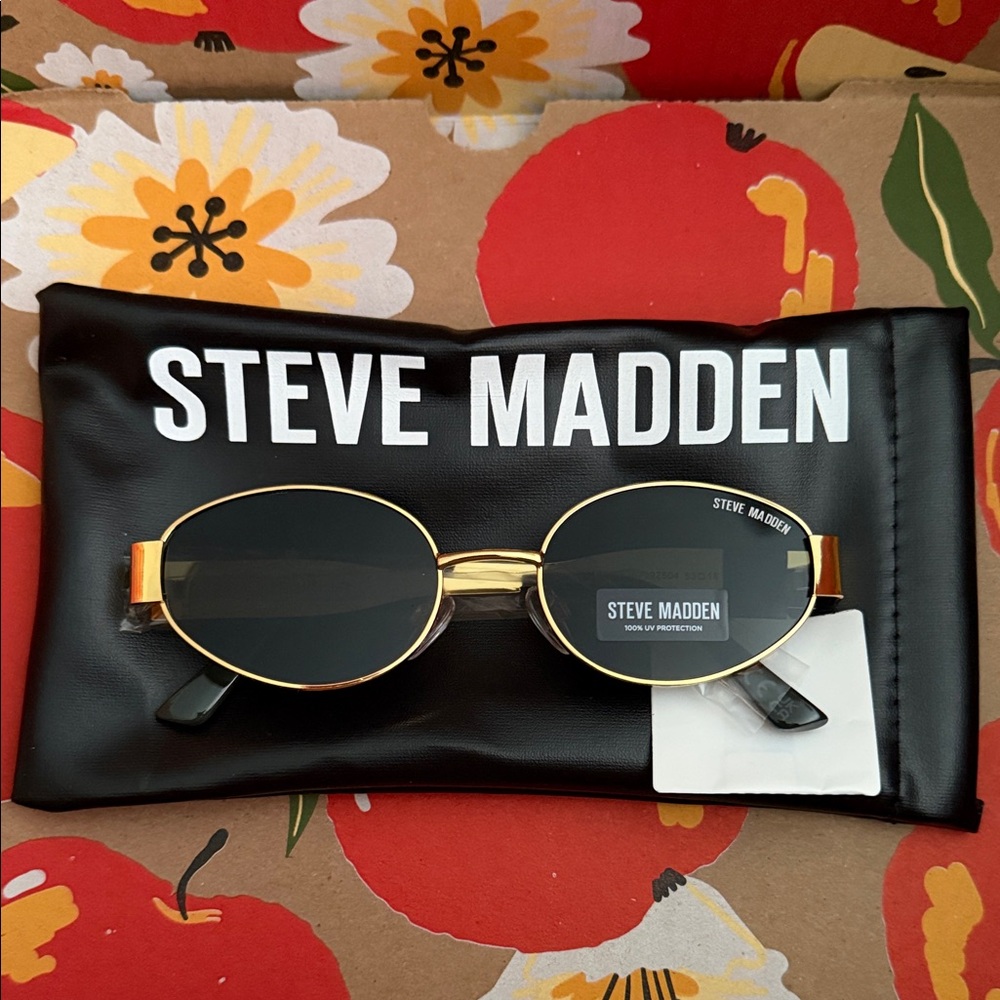 Steve Madden Black Lens Gold Frame Sunglasses